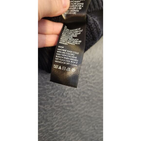 Liverpool‎ Fisherman Cable Knit Cardigan Sweater Men's Sz L Preppy Navy Blue - Picture 9 of 10